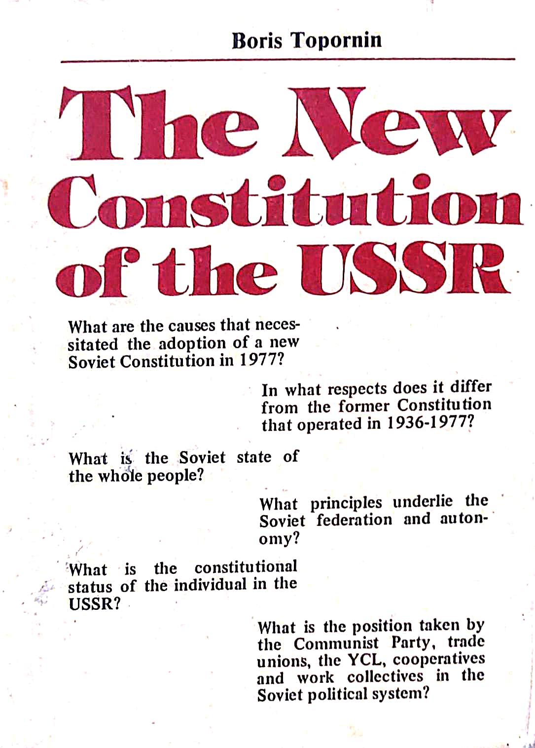 THE NEW CONSTITUTION OF THE USSR